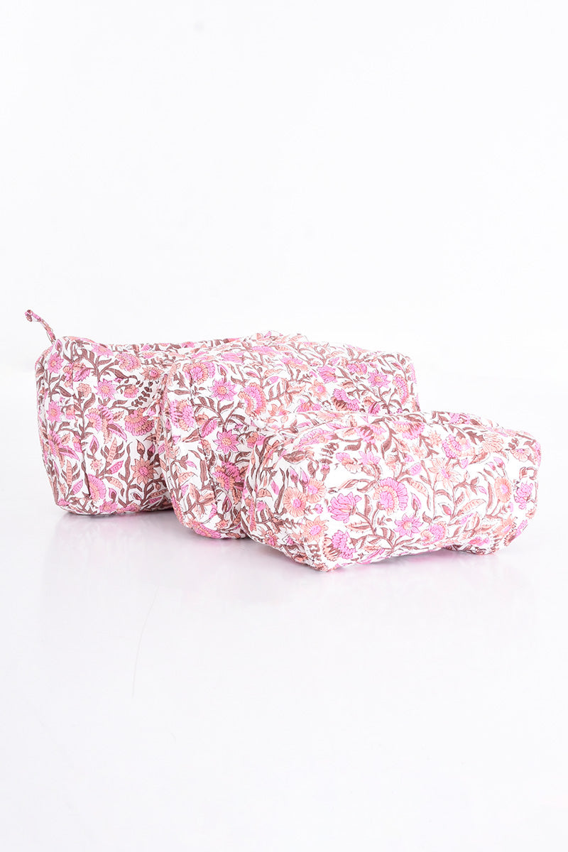 Trousse blockprint rose