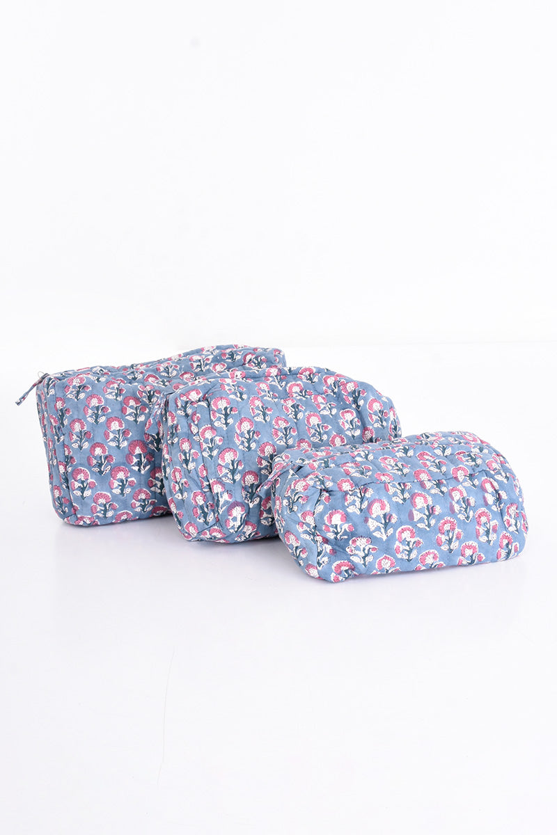 Trousse blockprint bleu jeans