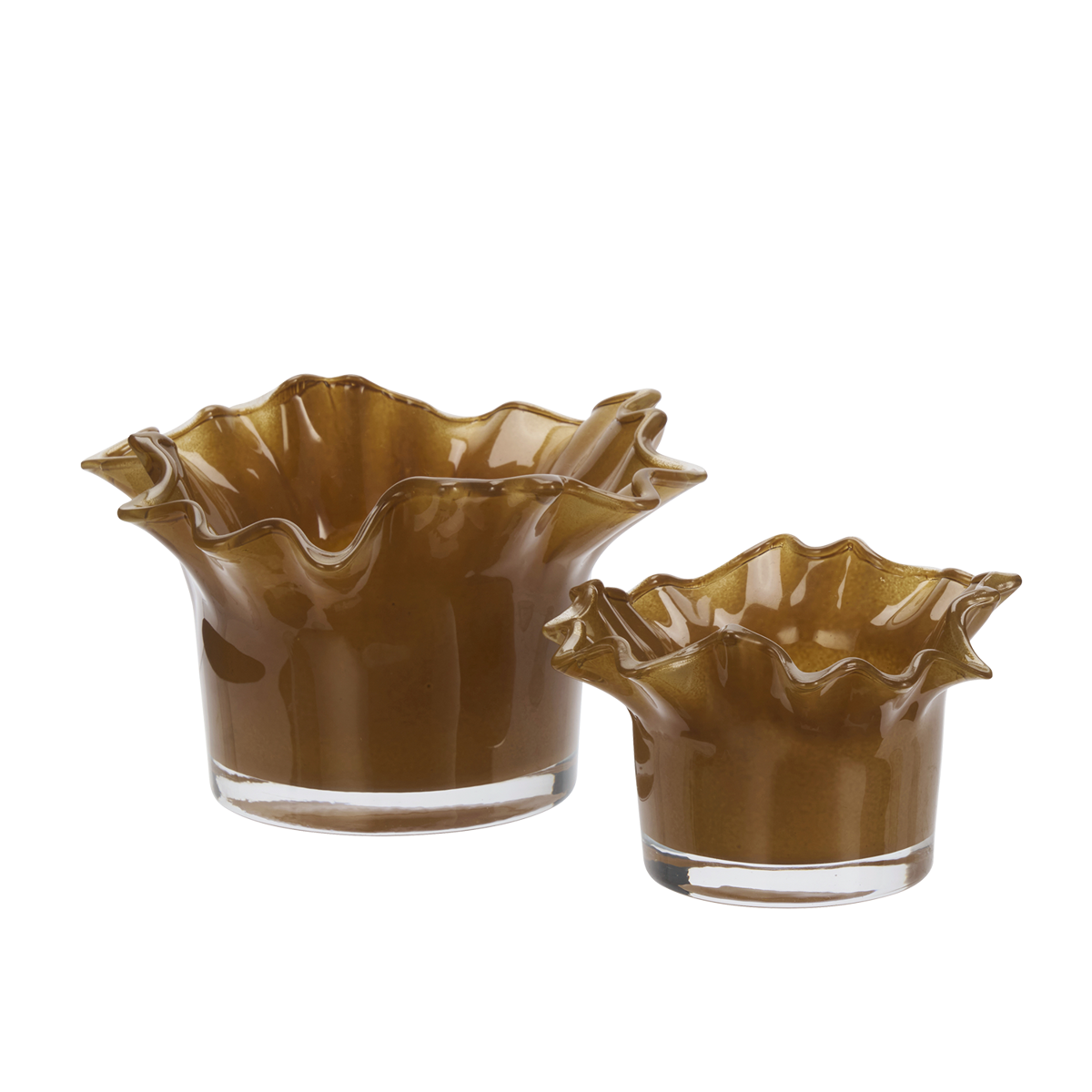 Set de 2 photophores en verre – Caramel