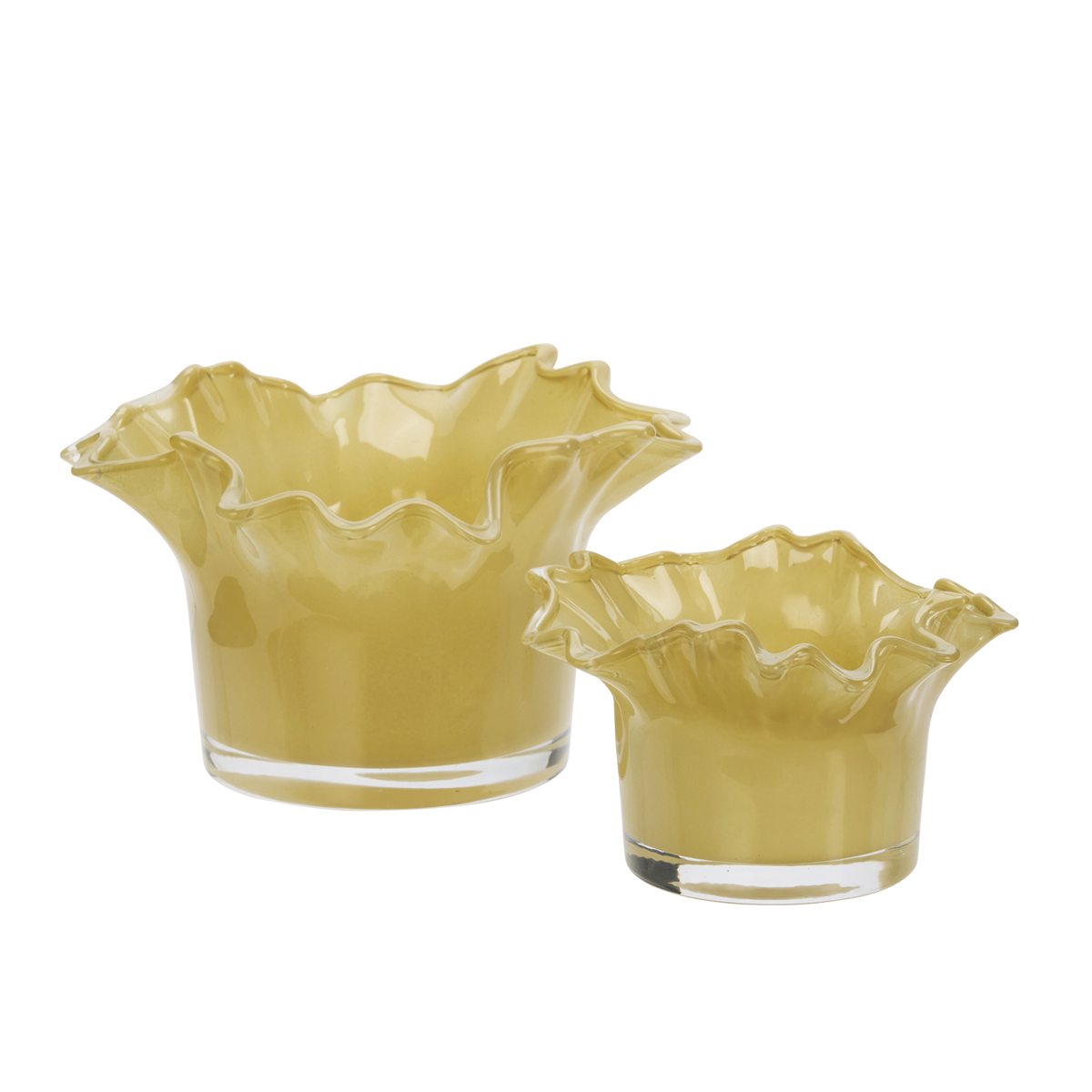 Set de 2 photophores en verre – Dusty yellow