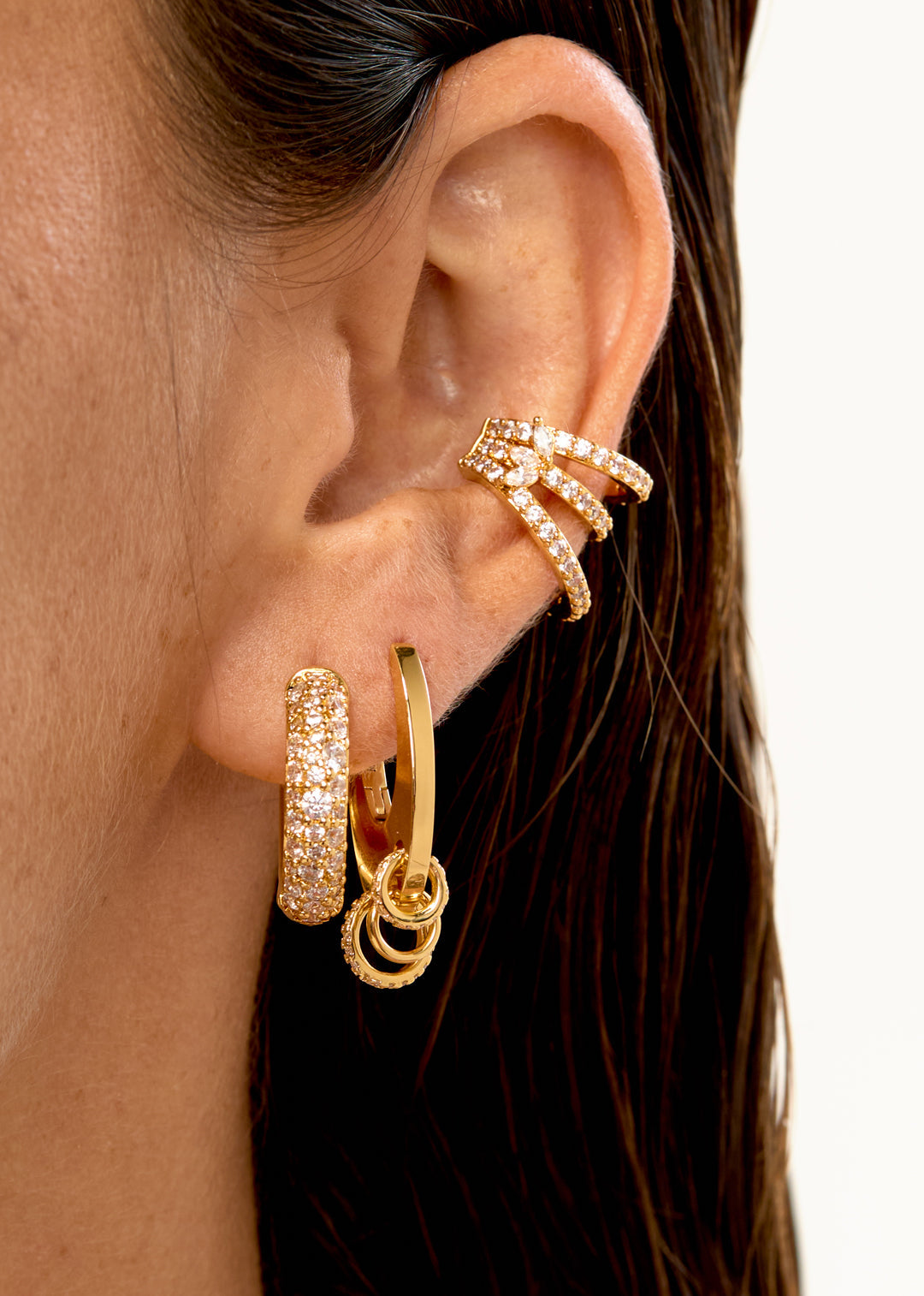 Boucles d'oreilles Champagne - vue portée