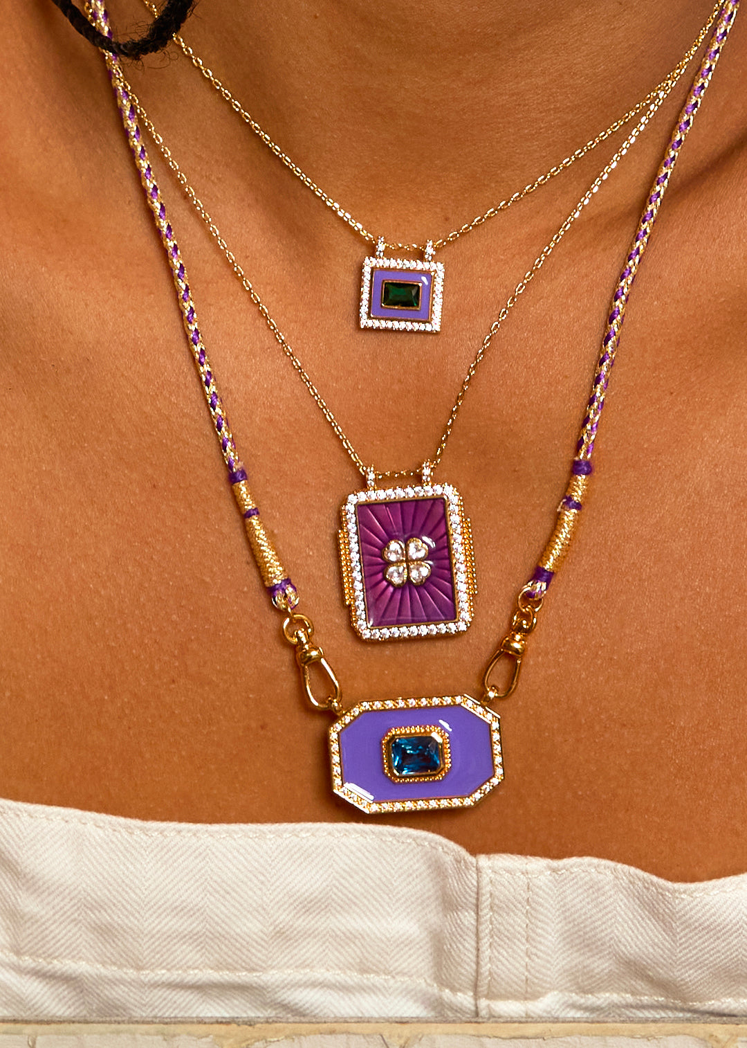Collier Trefle boheme - vue portée