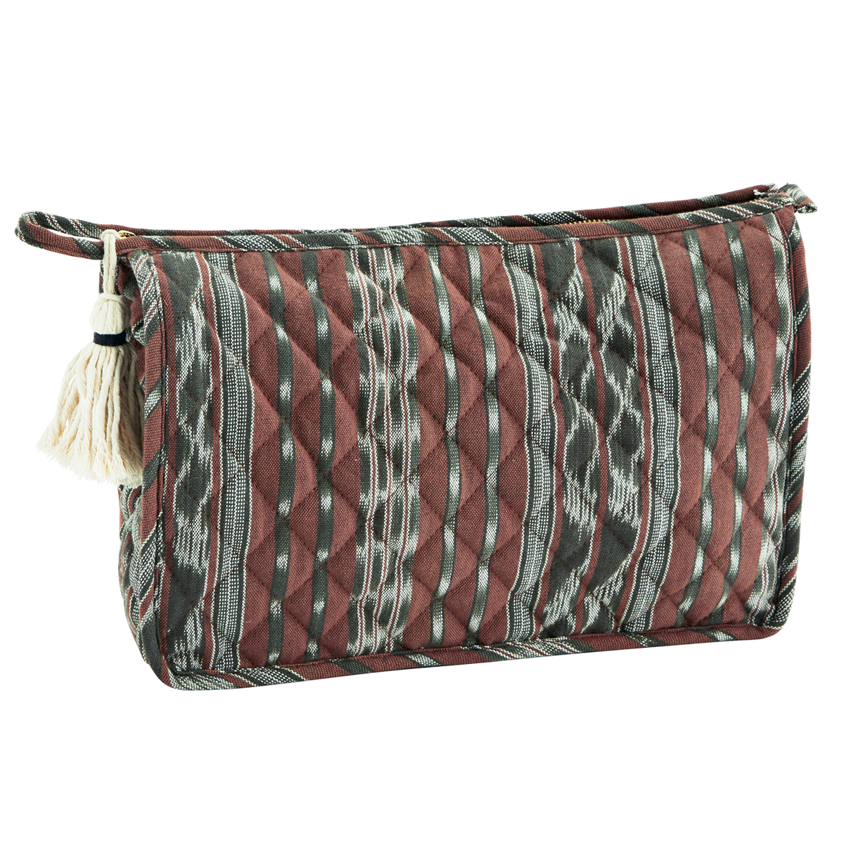 Trousse de toilette matelassée en ikat – chocolat