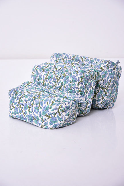 Trousse blockprint bleu ciel
