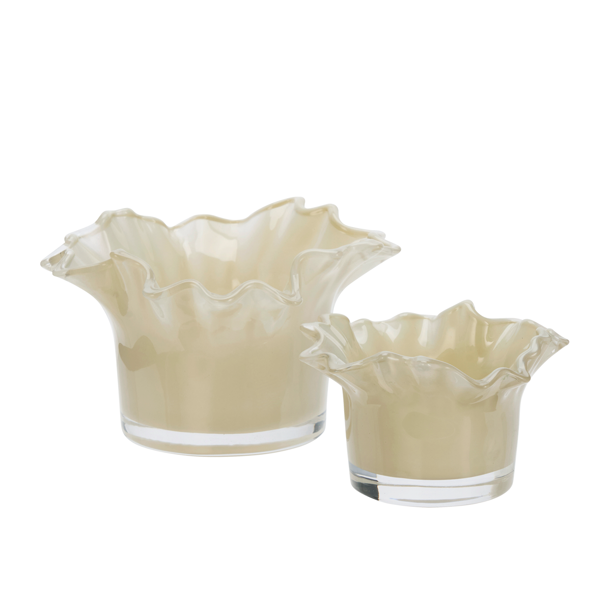 Set de 2 photophores en verre – Cream