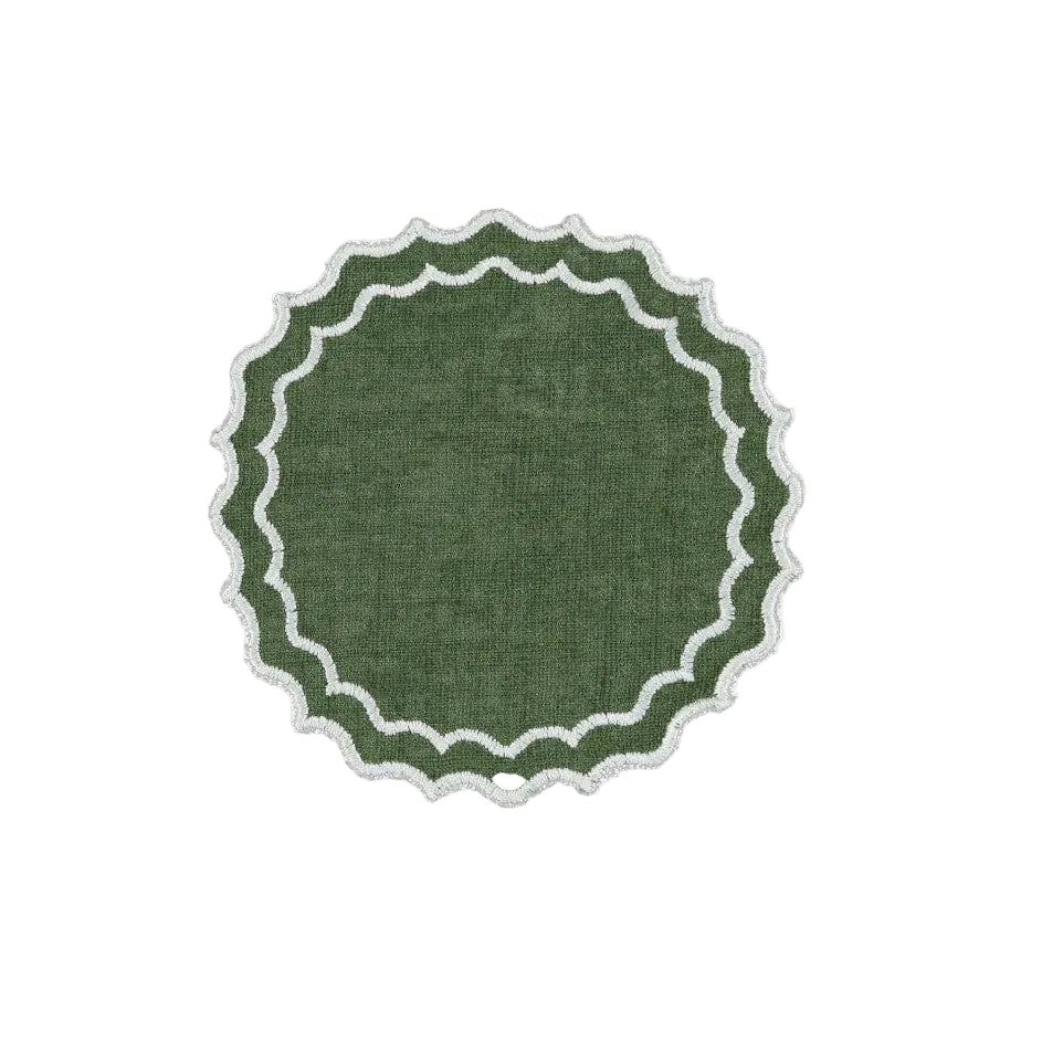 Sous-verre festonné vert x 4pcs