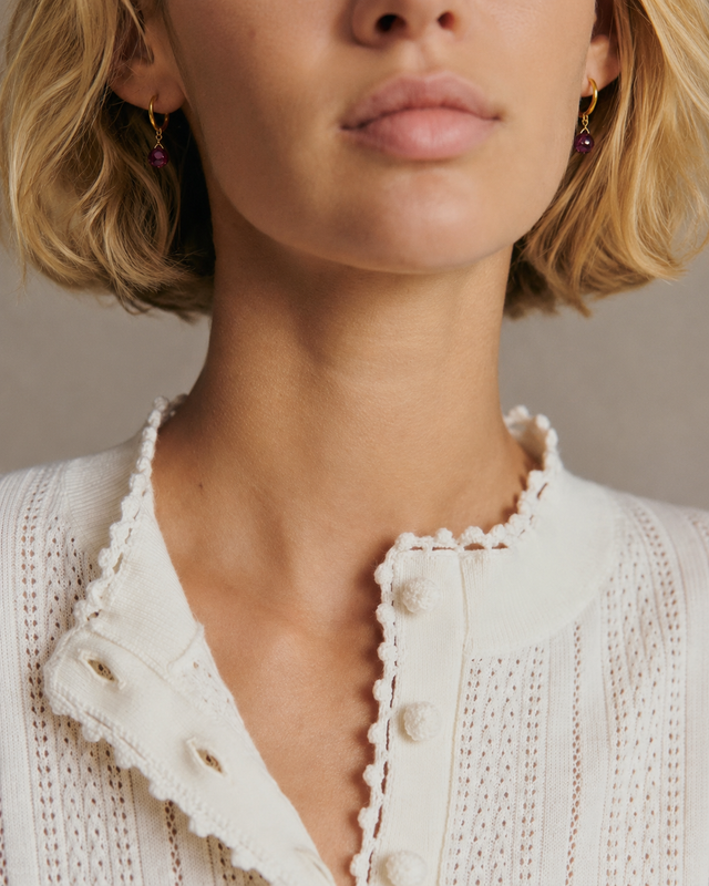 Boucles d'oreilles Sorrente – Prune – Vue portée