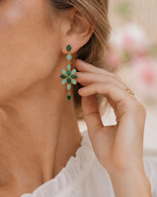 Boucles d'oreilles Taormina – Vert – Vue portée