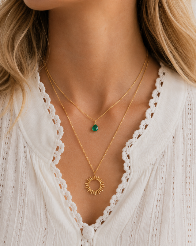 Collier Sole – Vert – Vue portée