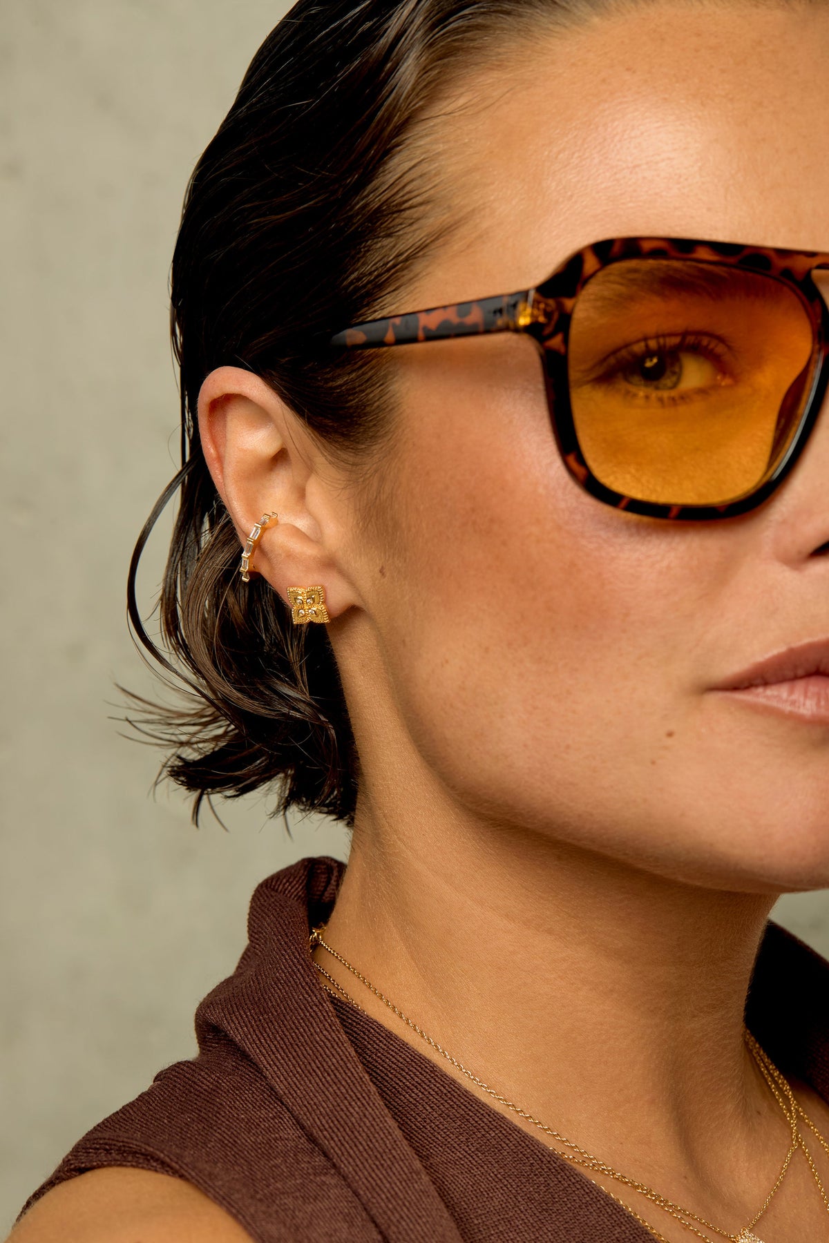 Boucles d'oreilles Baguette - vue portée
