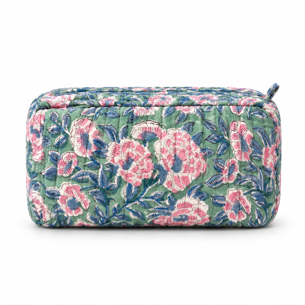 Light green block print pouch
