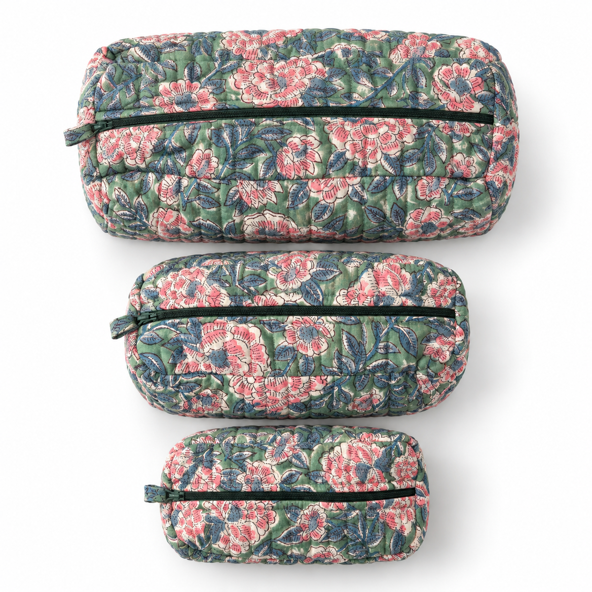 Light green block print pouch