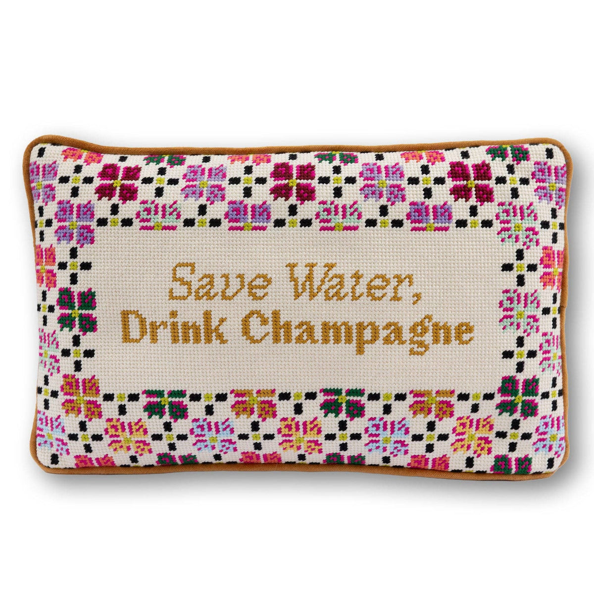Coussin brodé "Drink Champagne"